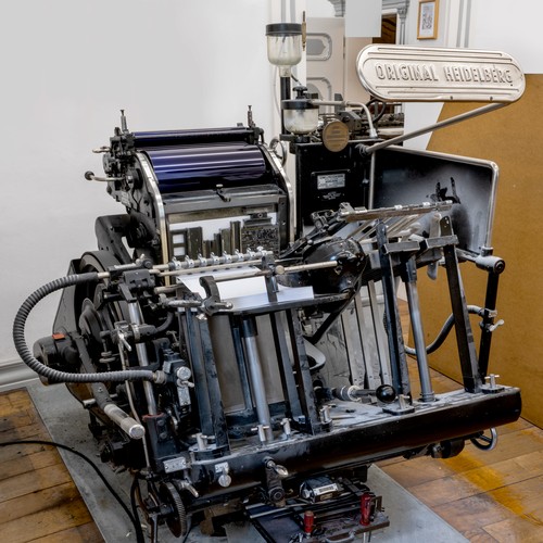 Heidelberger Tiegel in der Druckerei des Museums
Bildnachweis: LWL-Freilichtmuseum Hagen, Foto: Heike Wippermann
